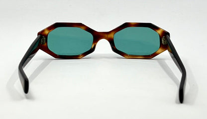 Twec Frame-Vintage French Octagonal Sunglasses W|New Solid Aqua Tinted Lenses-Paddle Temples-Unworn