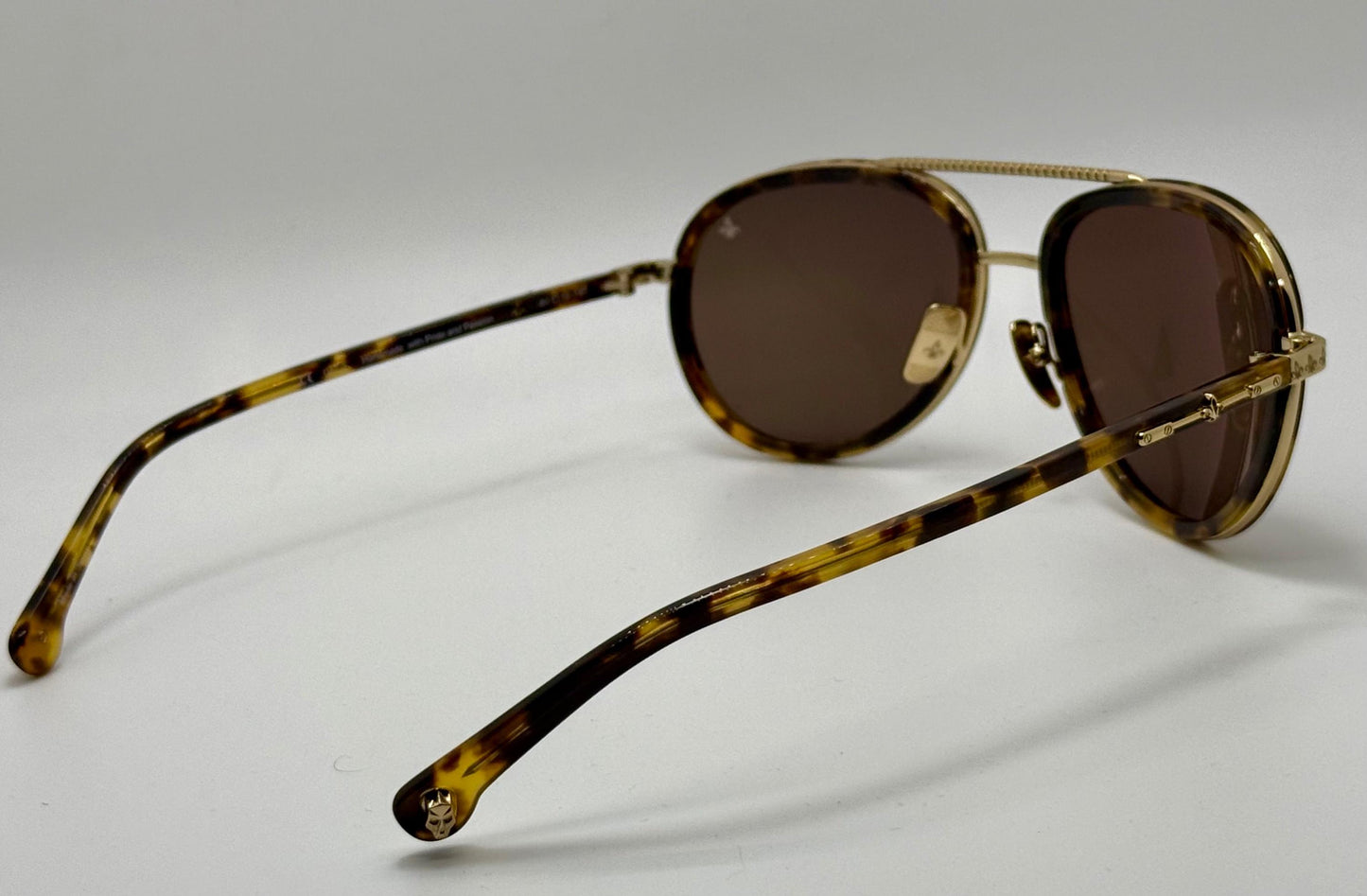 Brand New Philippe V No. 2 Classic Aviator Sunglasses – Gold-Tone & Havana With Essilor Brown Hd Lenses