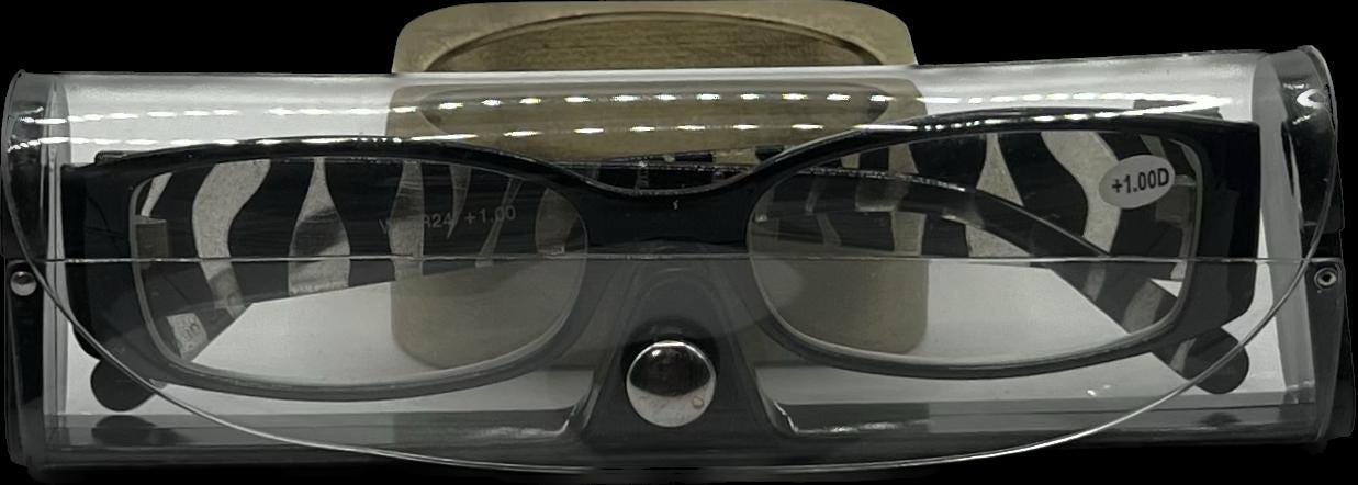 Black & Clear Half Frame Women’s Rectangular Lightweight Reading Glasses.  Mag 1.0 -+2.50