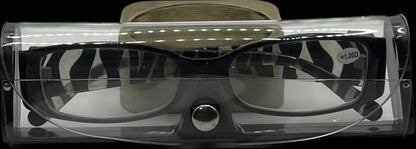 Black & Clear Half Frame Women’s Rectangular Lightweight Reading Glasses.  Mag 1.0 -+2.50