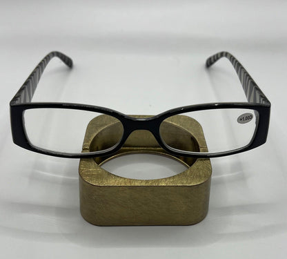 Black & Clear Half Frame Women’s Rectangular Lightweight Reading Glasses.  Mag 1.0 -+2.50