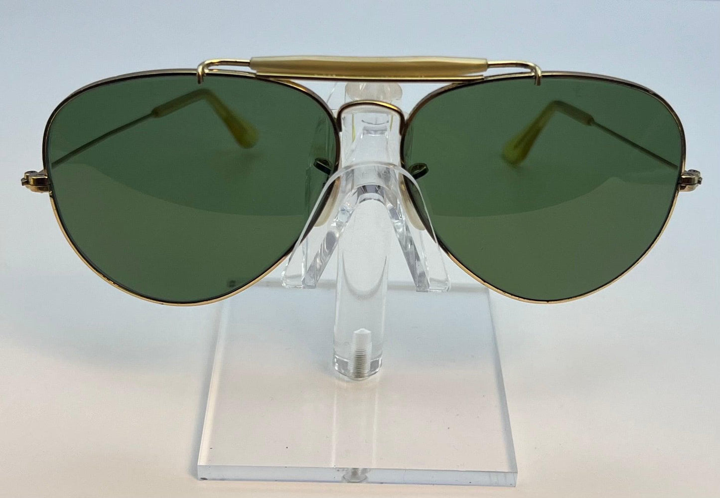 Vintage B&L Rayban Aviator Sunglasses W|Case-BL Green Tempered Glass Lenses-Usa