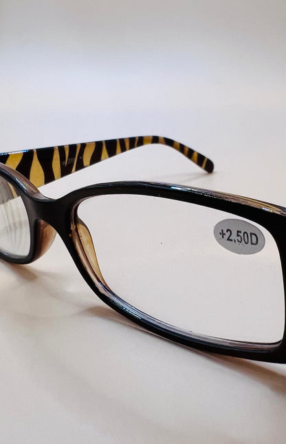 Caramel Half Frame Women’s Rectangular Lightweight Reading Glasses.  Mag +1.75 & 2.75