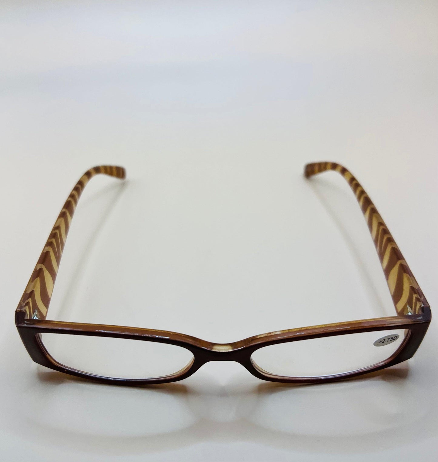 Caramel Half Frame Women’s Rectangular Lightweight Reading Glasses.  Mag +1.75 & 2.75