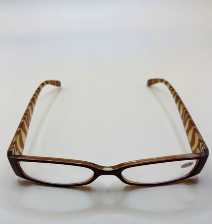 Caramel Half Frame Women’s Rectangular Lightweight Reading Glasses.  Mag +1.75 & 2.75