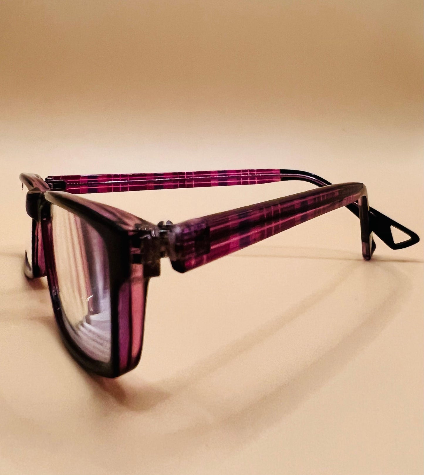 Pablo Zanetti Geometric Narrow Reading Glasses | Rectangular Frames | Solid Frame Front |  Colorful Plaid Arms