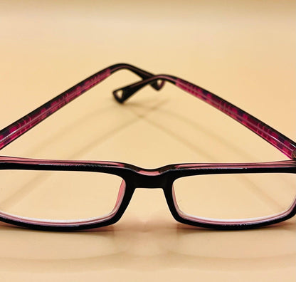Pablo Zanetti Geometric Narrow Reading Glasses | Rectangular Frames | Solid Frame Front |  Colorful Plaid Arms