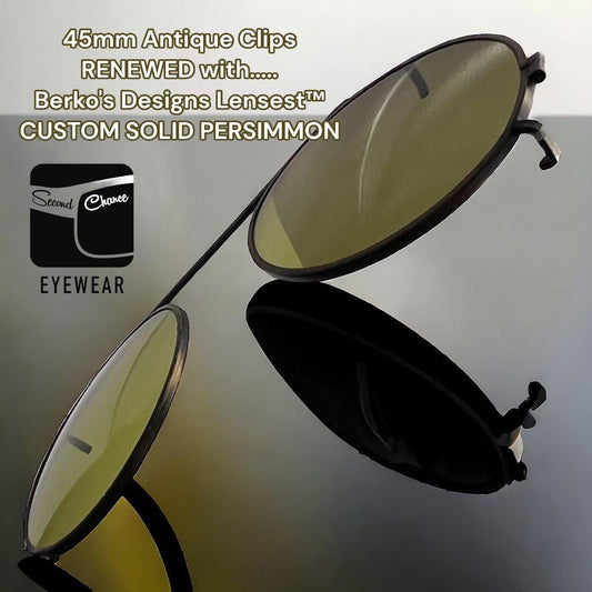 Vintage 50mm Gold ClipOn with Brand New Berko’s Designs Lenses™ Custom Solid Bottle Green Lenses