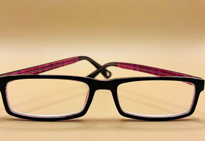 Pablo Zanetti Geometric Narrow Reading Glasses | Rectangular Frames | Solid Frame Front |  Colorful Plaid Arms