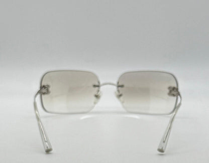 Chanel 4017-D Silver Rimless Sunglasses Swarovski Cc Logo Deadstock