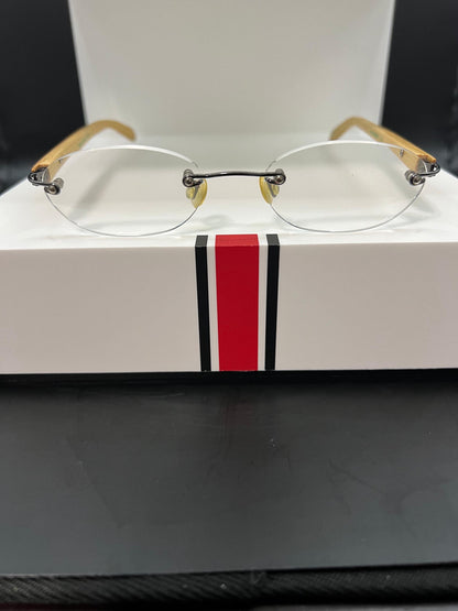Ecospek Bamboo Reading Glasses Rectangular Rimless Gold, Slim Classic | Brand New