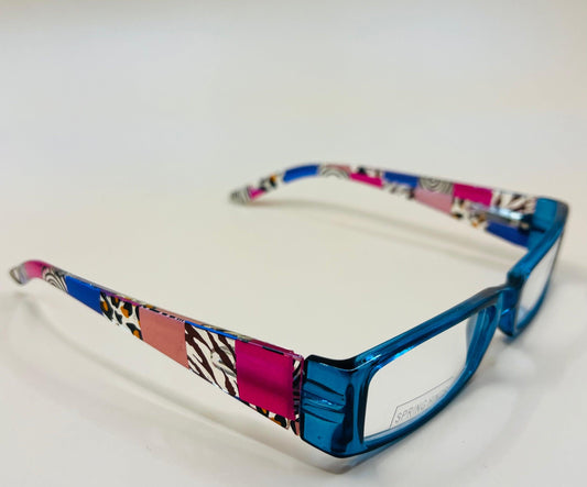 Sleek and stylish geometric narrow readers.  Featuring spring hinges in four colors with stylish arms and ultra thin Aspheric Lenses