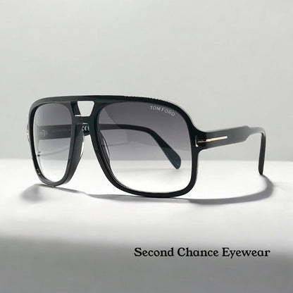 Tom Ford Falconer-02 Tf884 01B-Black Shield Sunglasses-Gradient Lenses-Full Kit-Made In Italy