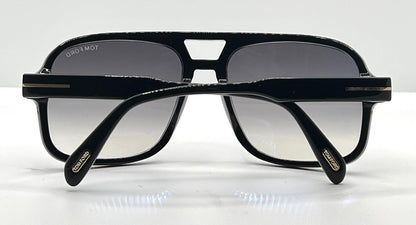 Tom Ford Falconer-02 Tf884 01B-Black Shield Sunglasses-Gradient Lenses-Full Kit-Made In Italy