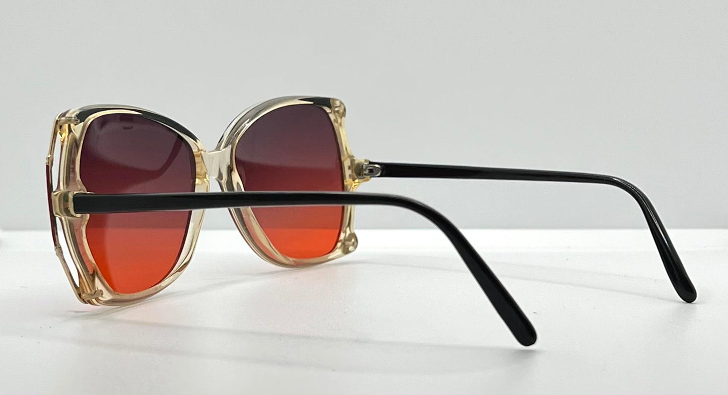 Sophia Loren Oversized Cat-Eye Sunglasses W|New, Custom Dark Grey|Blood Orange Gradient Lenses – Unknown Model