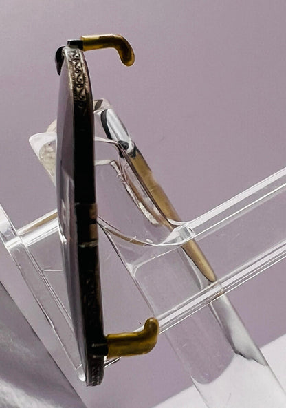 Antique 45Mm Clipon-Gold Engravings And Patina With Brand New Berko’S Designs Lenses™ Custom Solid Persimmon Lenses