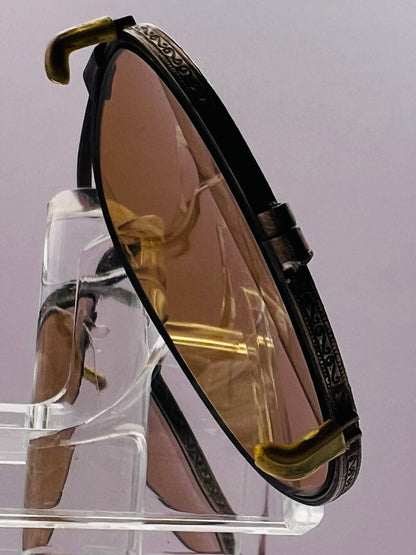 Antique 45Mm Clipon-Gold Engravings And Patina With Brand New Berko’S Designs Lenses™ Custom Solid Persimmon Lenses