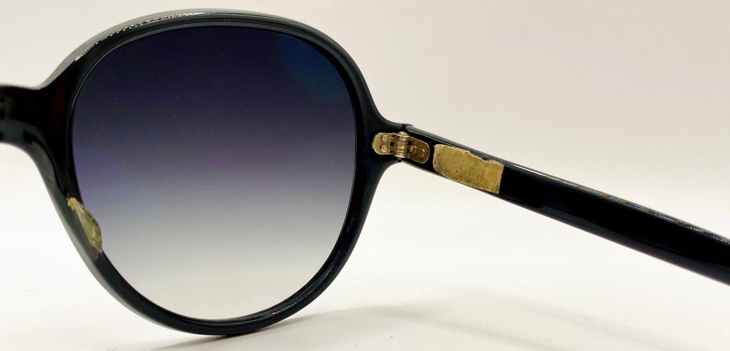 Vintage 1960S Sunmodes By Sro Rectangular Black Sunglasses W|New Custom Grey Gradient Berko’S Designs Lenses