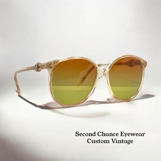 Yves Saint Laurent 781 – Oversized Vintage Sunglasses W|New, Custom Gradient Rose To Bottle Green Lenses-France