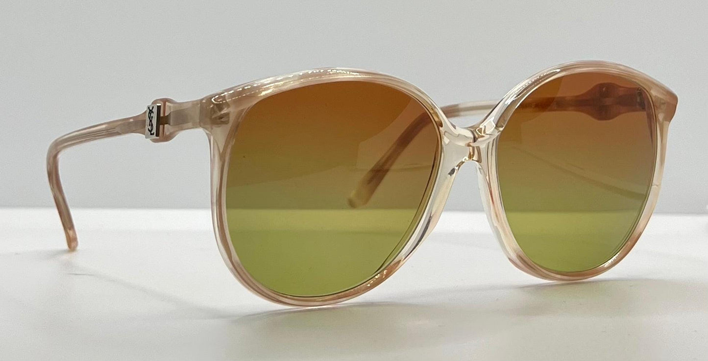 Yves Saint Laurent 781 – Oversized Vintage Sunglasses W|New, Custom Gradient Rose To Bottle Green Lenses-France
