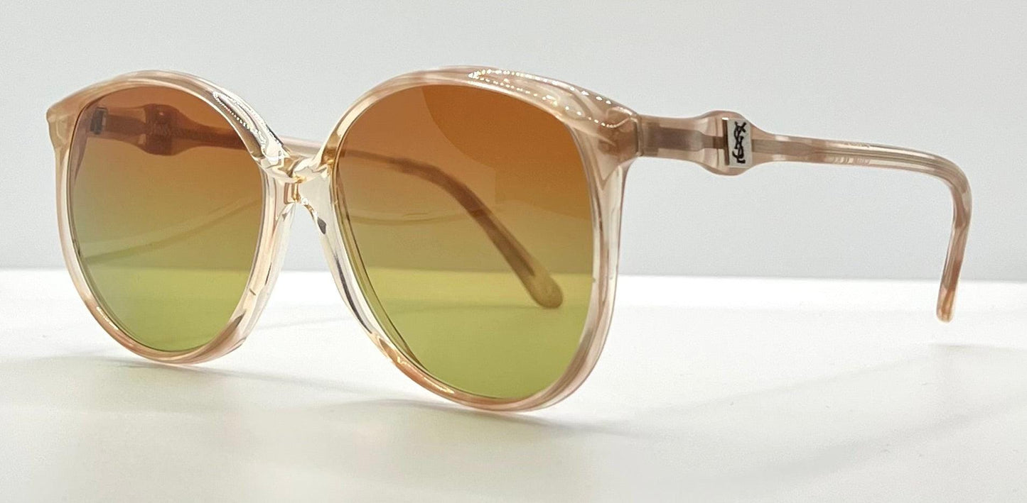 Yves Saint Laurent 781 – Oversized Vintage Sunglasses W|New, Custom Gradient Rose To Bottle Green Lenses-France