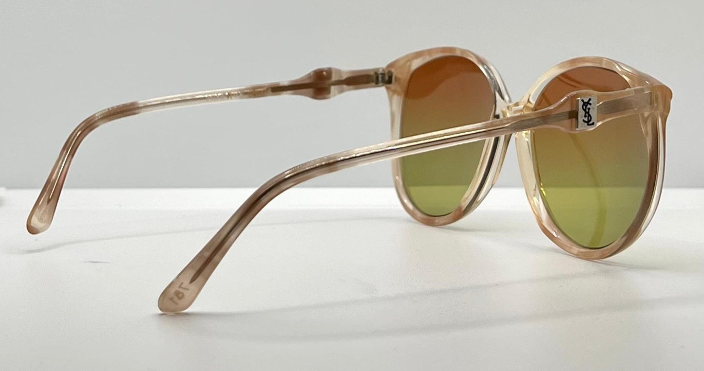 Yves Saint Laurent 781 – Oversized Vintage Sunglasses W|New, Custom Gradient Rose To Bottle Green Lenses-France