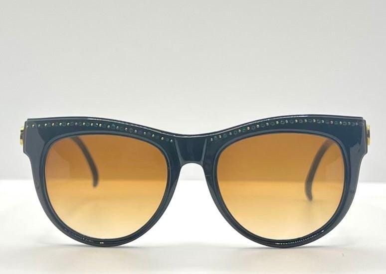 Brigitte Bardot Vintage Sunglasses-Black w|Micro-Crystals-Deadstock France