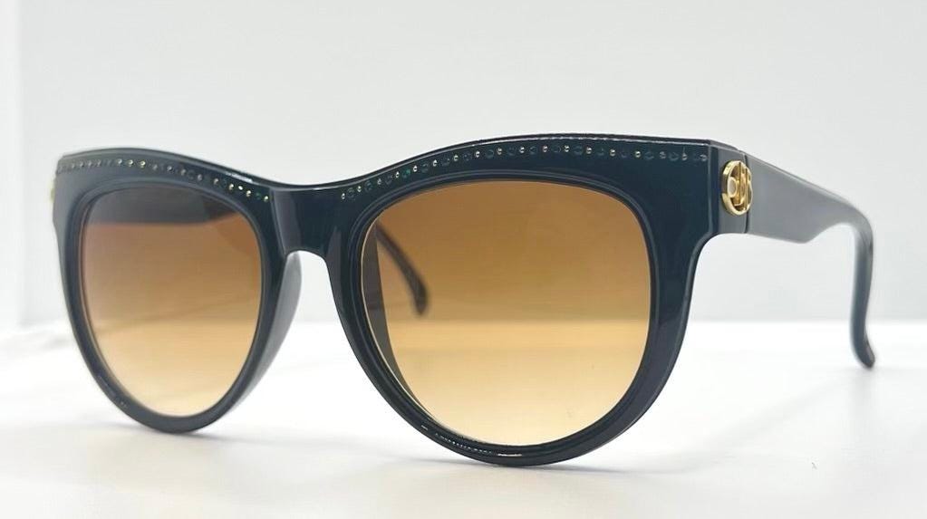 Brigitte Bardot Vintage Sunglasses-Black w|Micro-Crystals-Deadstock France