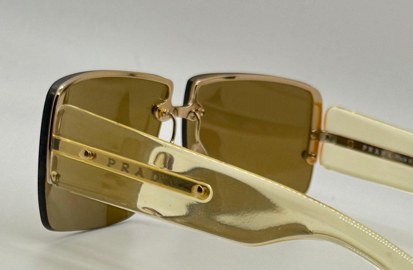 Prada Spr58B Rimless Vintage Shield Sunglasses Deadstock|Unworn-Italy