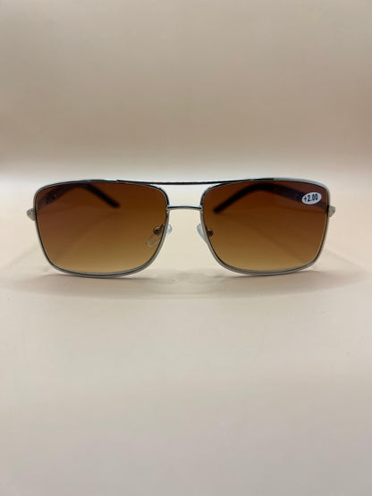 Gold Frames Retro Men Pilot 60Mm Os Square Reader Reading Sunglasses. Featuring Spring Hinges And Gradient Purple Lenses