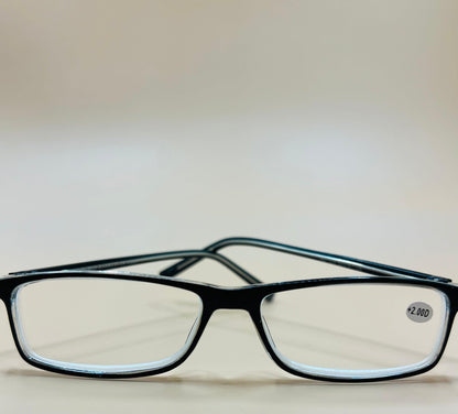 Pablo Zanetti Geometric Narrow Reader Black and Clear Frames.  various magnifications