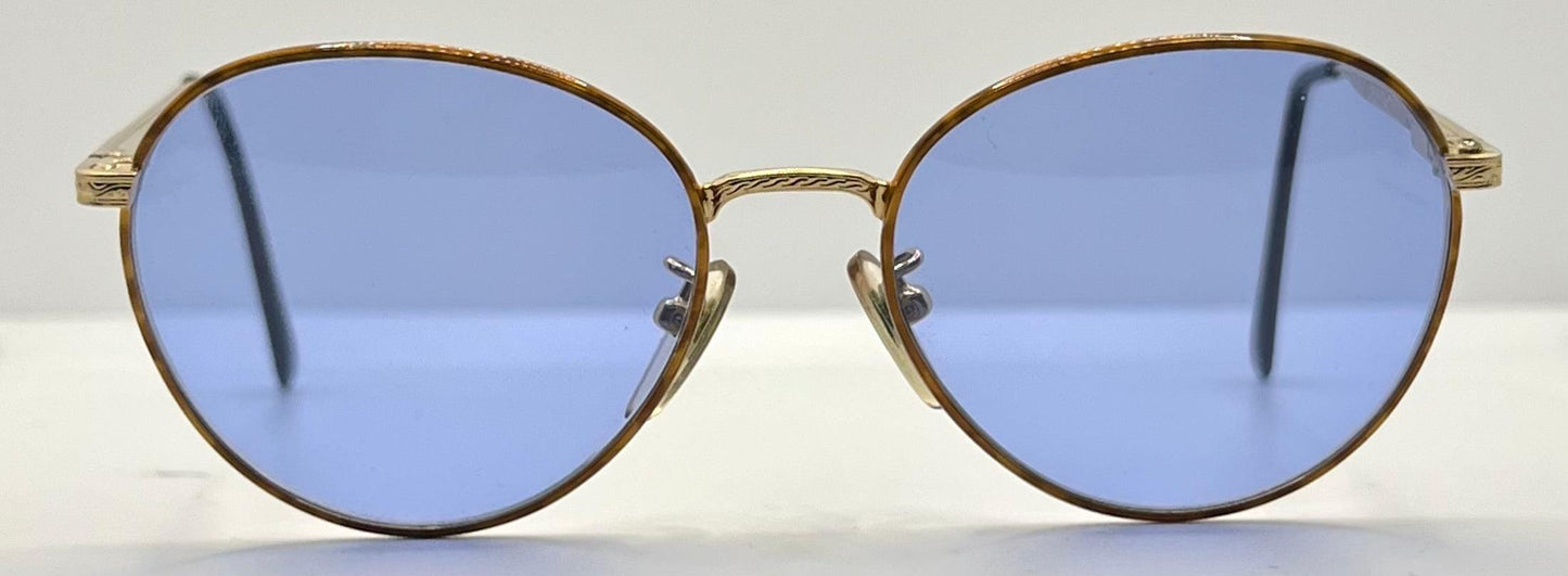 Semester Blond 081 Japan Vintage Sunglasses-Gold Frame W|New, Blue Custom Lenses
