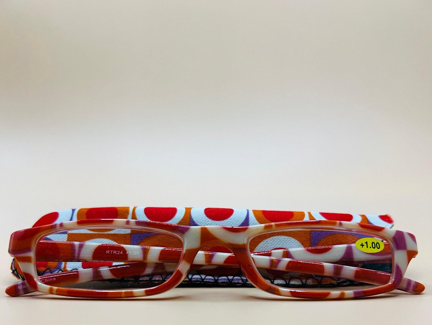 Brand New Geometric Narrow Readers. Features Multi-Color Design With Matching Case