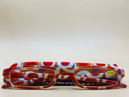 Brand New Geometric Narrow Readers. Features Multi-Color Design With Matching Case