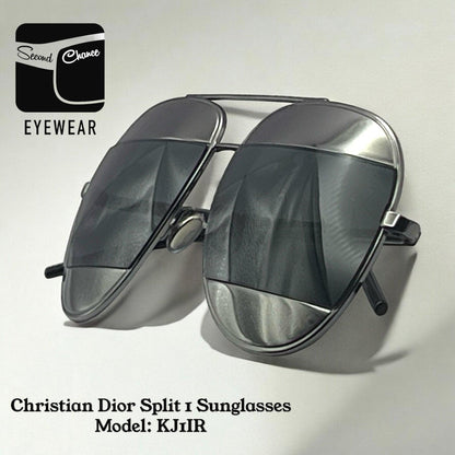 Christian Dior Split 1 Aviator Sunglasses-Gunmetal Frame With Grey|Blue Lens Combo