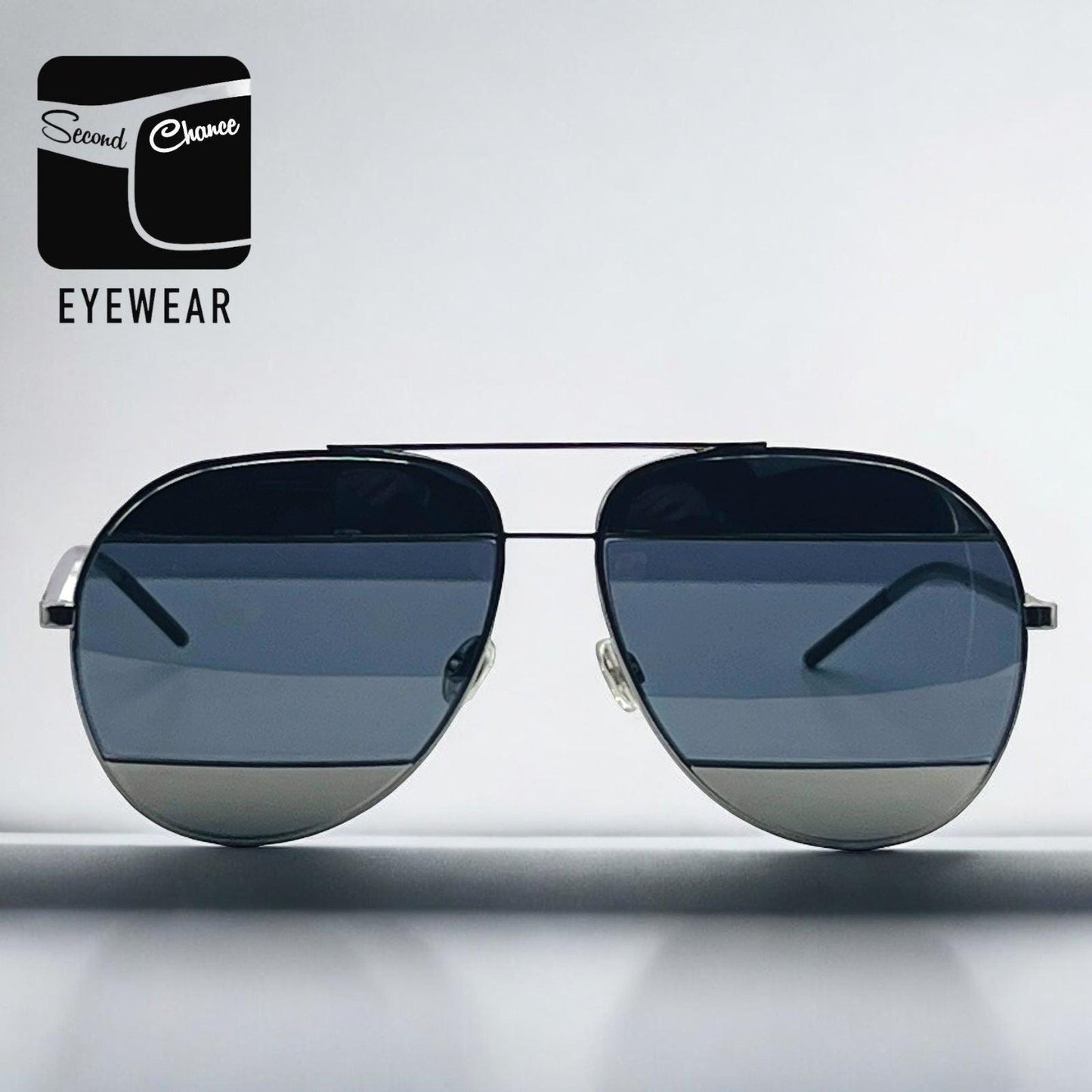 Christian Dior Split 1 Aviator Sunglasses-Gunmetal Frame With Grey|Blue Lens Combo