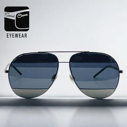 Christian Dior Split 1 Aviator Sunglasses-Gunmetal Frame With Grey|Blue Lens Combo