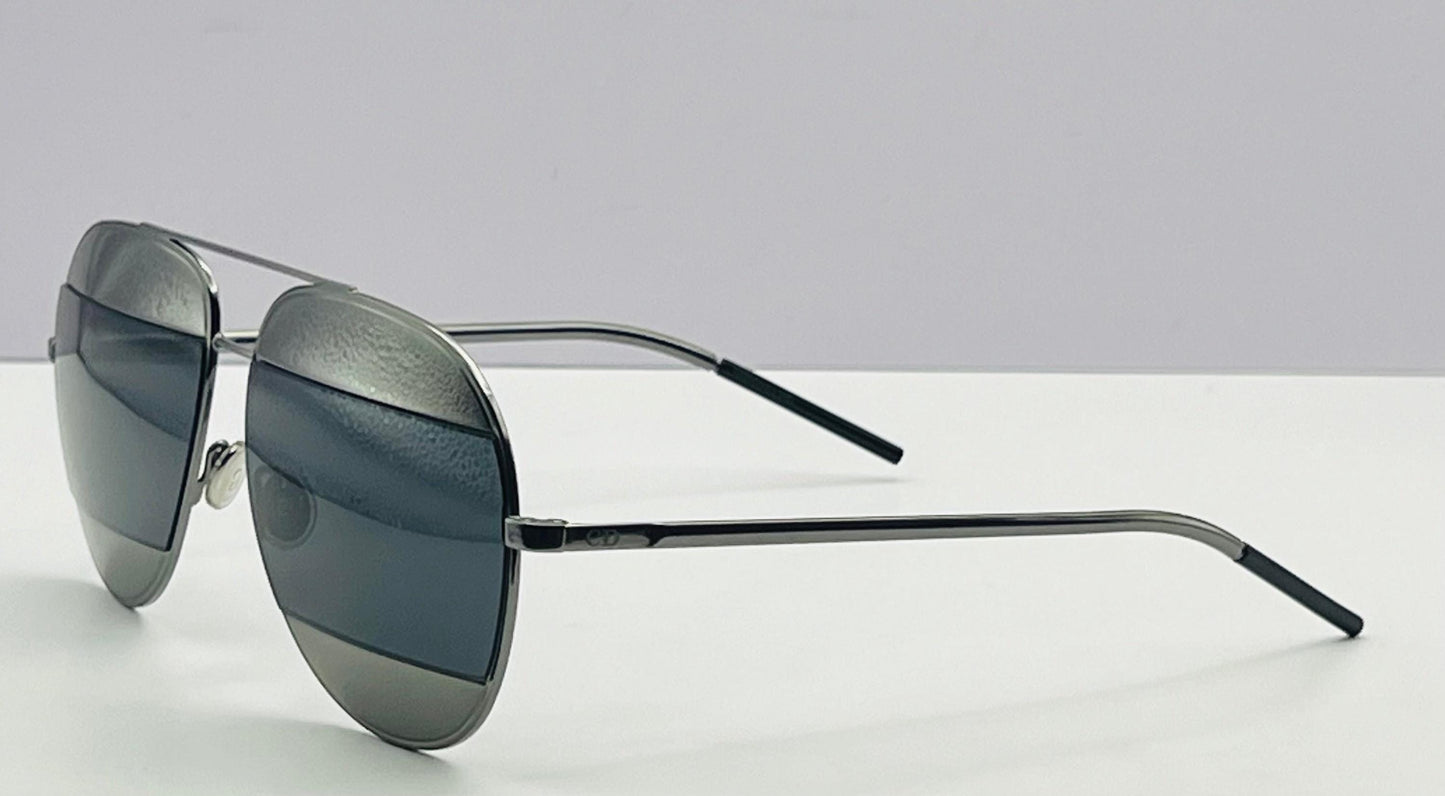 Christian Dior Split 1 Aviator Sunglasses-Gunmetal Frame With Grey|Blue Lens Combo