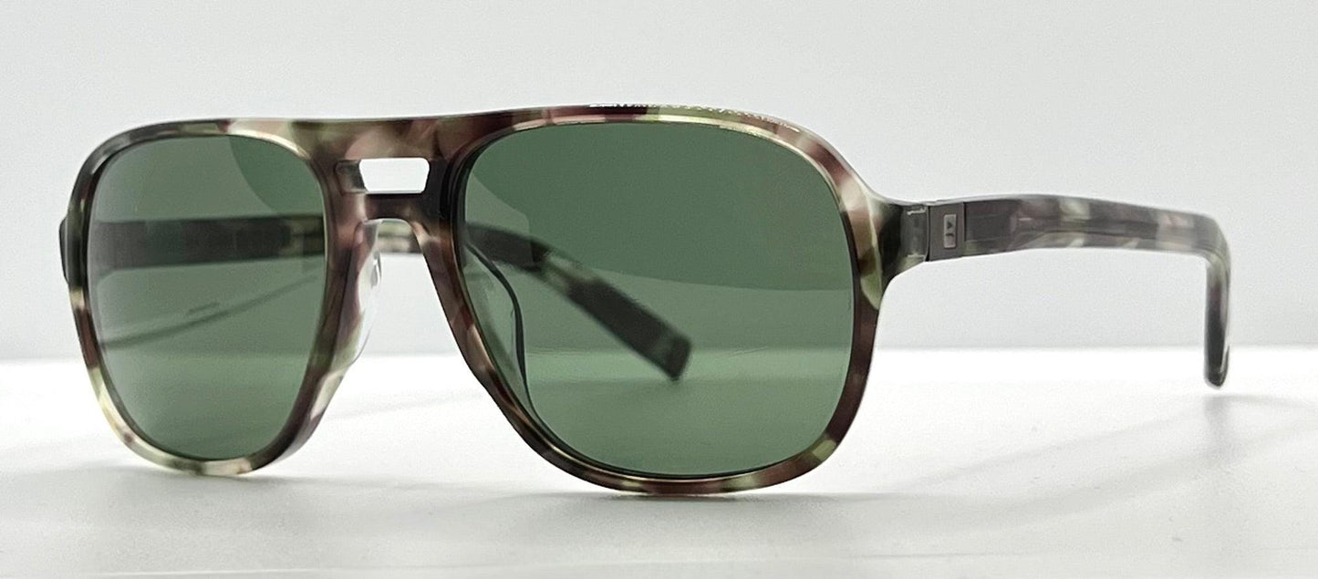 John Varvatos Classic Sunglasses – Camo Horn Acetate – Green Lenses – Bnib