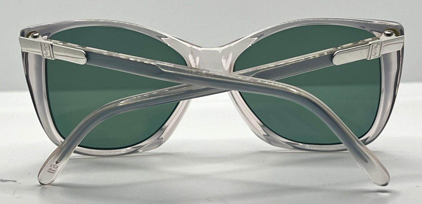 Ysl Sl 611 Vintage Sunglasses-Clear Grey W|New Green Custom Lenses-54Mm-Nos