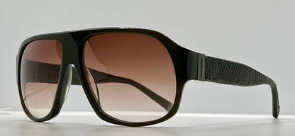 John Varvatos Leather Wrapped Aviator Sunglasses-Olive Frame-Brown|Rose Gradient Lenses