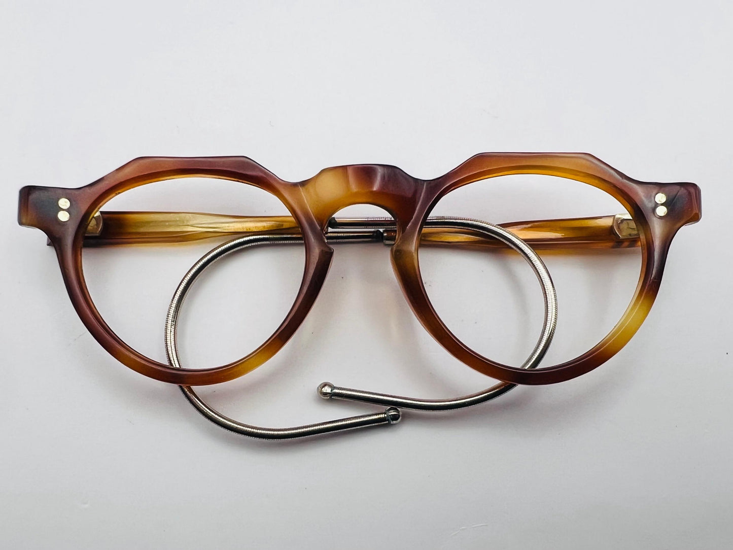 Vintage 1940’S Children’S Acetate Eyeglass Frames With Coil (Rat Tail) Temple Tips (Prevents Slippage)-New|Old Stock