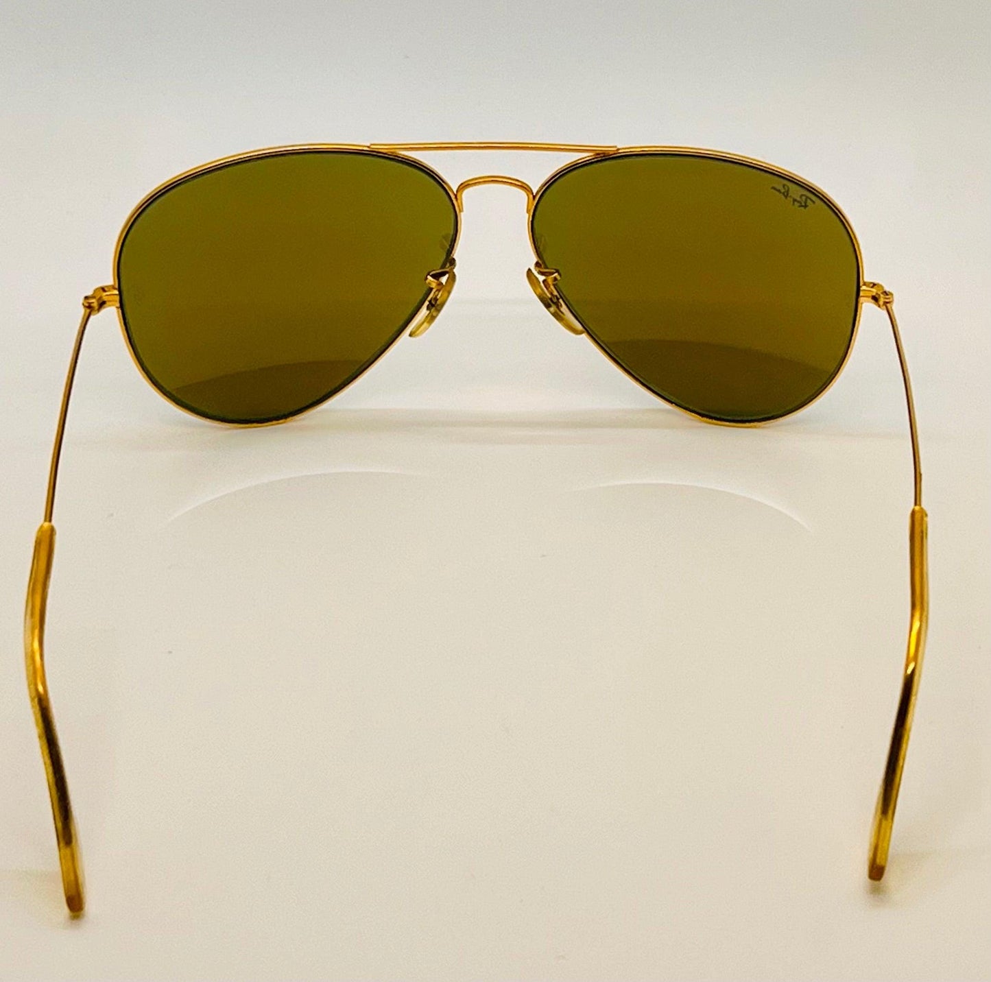 Vintage B&L Ray-Ban Large Metal Aviator 62-14 Gold Frame with New Blue Mirror Glass Lenses