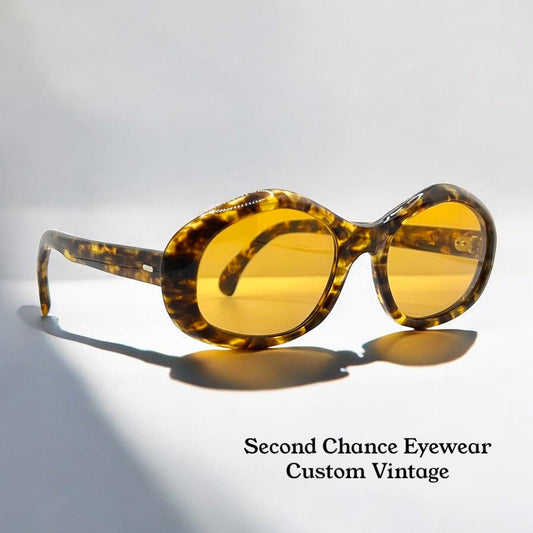 Amanda 5 1|4 Vintage Sunglasses W|New, Custom Solid Amber Day|Night Lenses-France