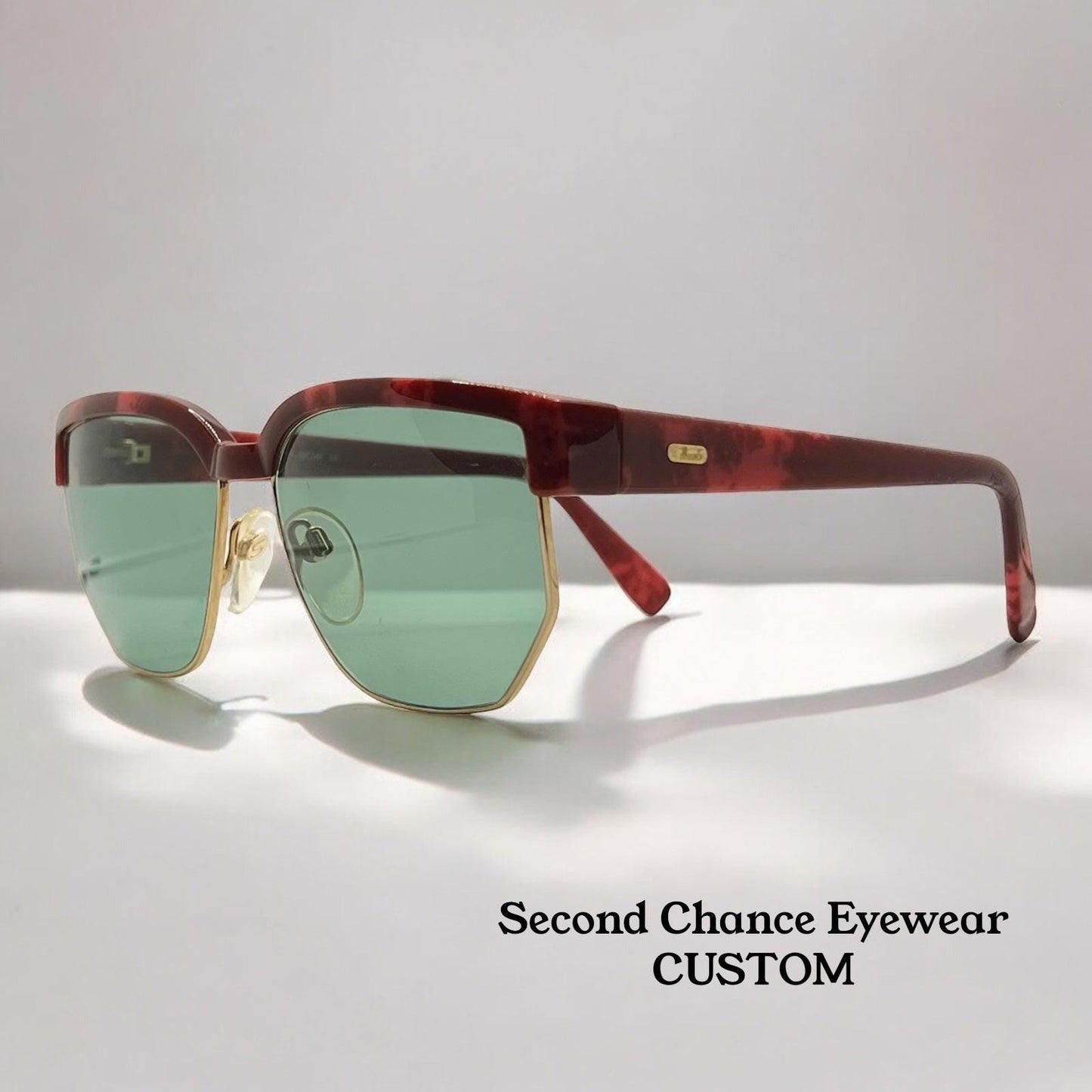 Silhouette M6067 V6053 Vintage Sunglasses-Red Tortoise W|New Green Custom Lenses