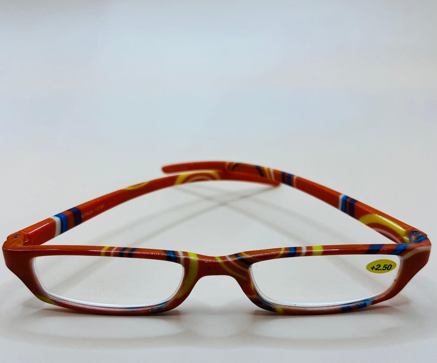 Brand New Geometric Narrow Readers. Orange Design With Matching Case