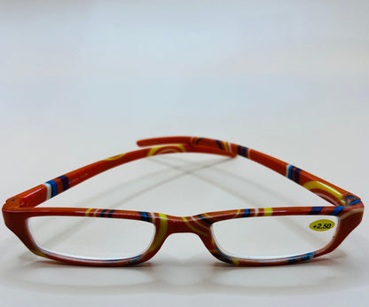 Brand New Geometric Narrow Readers. Orange Design With Matching Case