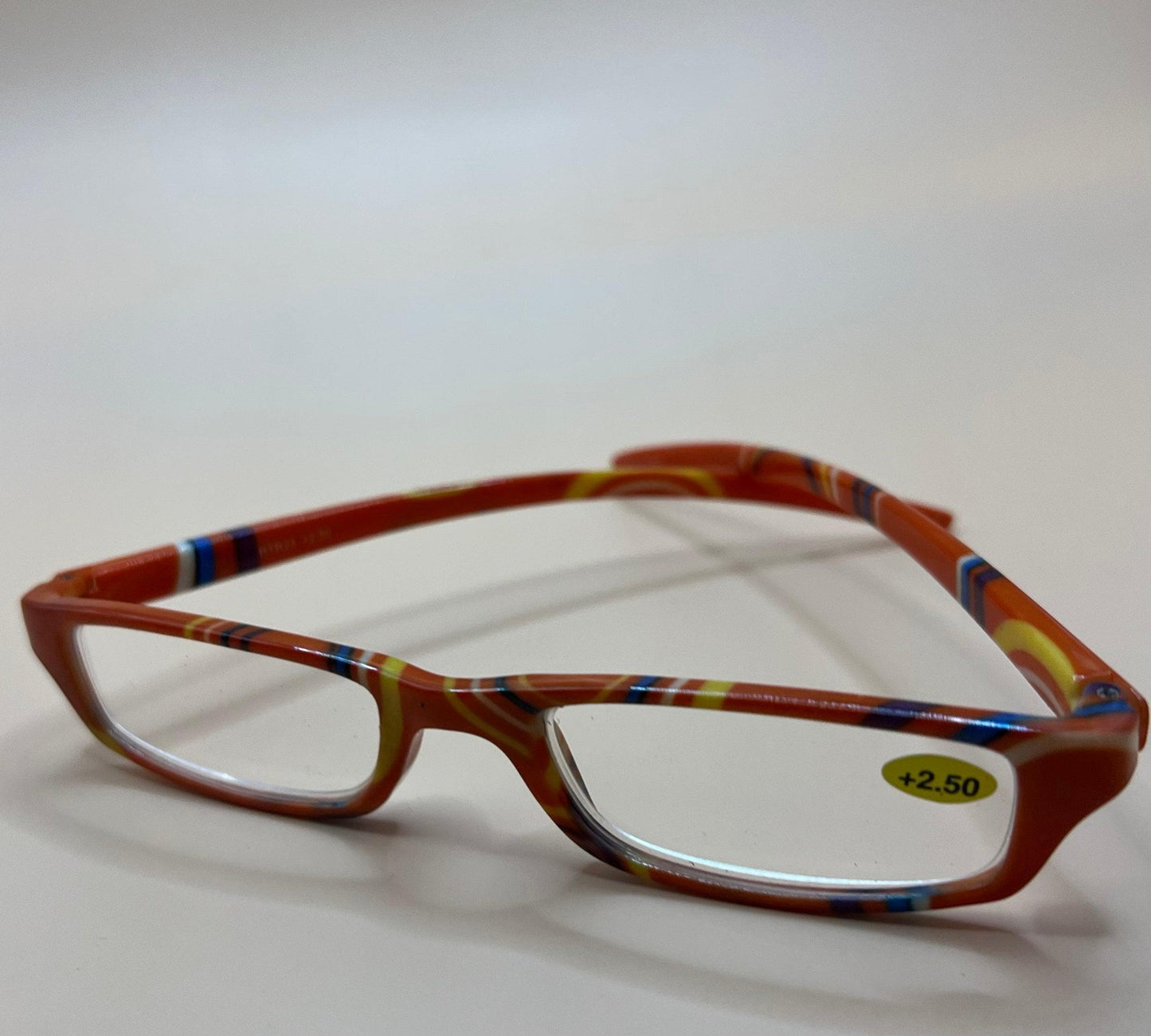 Brand New Geometric Narrow Readers. Orange Design With Matching Case