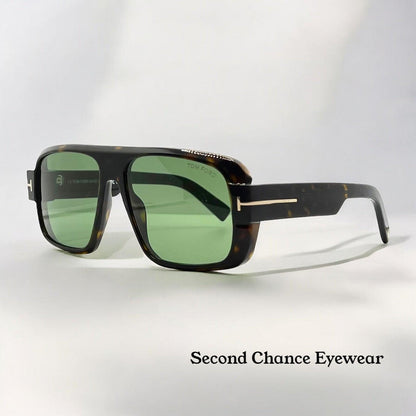 Tom Ford Turner Tf1101 Eco 52N 58-15 140 Tortoise Green Lens-Full Kit-New-Italy