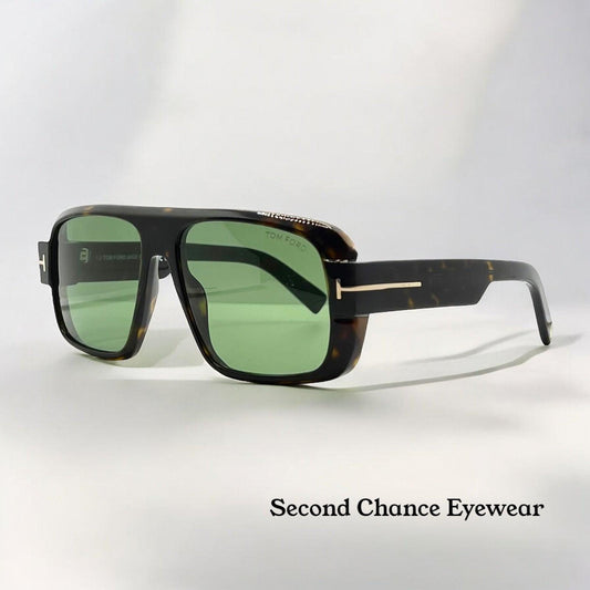 Tom Ford Turner Tf1101 Eco 52N 58-15 140 Tortoise Green Lens-Full Kit-New-Italy